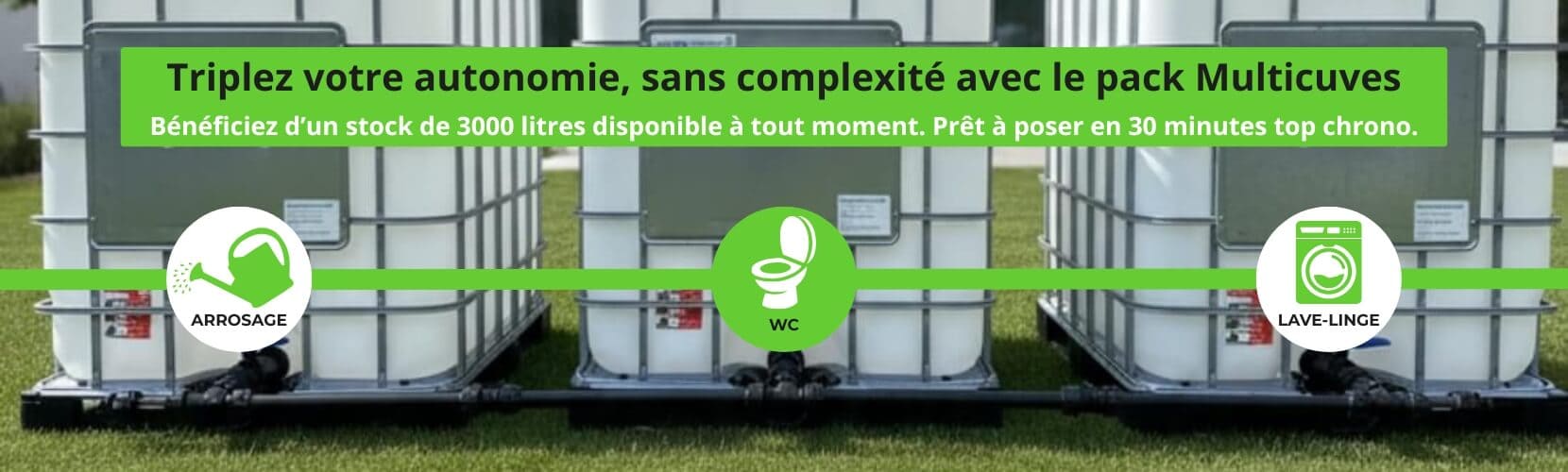 Illustration des int&eacute;r&ecirc;ts du pack trois cuves + kits de raccordement 